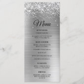 Glitterij Zilveren Folie Bruiloft Receptie Menu (Voorkant)