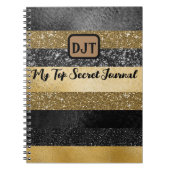 Glitterij, Zwart en Goud Top Secret Journal Notitieboek (Voorkant)