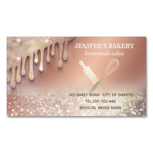 Glitterijgoud als rolpin whiskykok magnetisch visitekaartje (Voorkant)