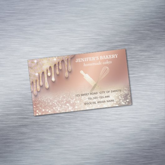 Glitterijgoud als rolpin whiskykok magnetisch visitekaartje (Voorbeeld)