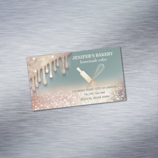 Glitterijgoud als rolpin whiskykok magnetisch visitekaartje (Voorbeeld)