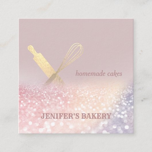 Glitterijgoud als rolpin whiskykok vierkante visitekaartje (Voorkant)