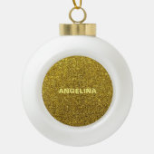 Glitterijgoud-elegant Keramische Bal Ornament (Voorkant)