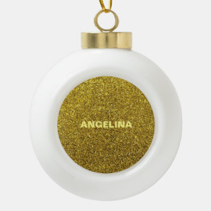 Glitterijgoud-elegant Keramische Bal Ornament
