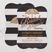 Glittering B&W Bold Stripes Vrijgezellenfeest Uitn Kaart (Voorkant / Achterkant)