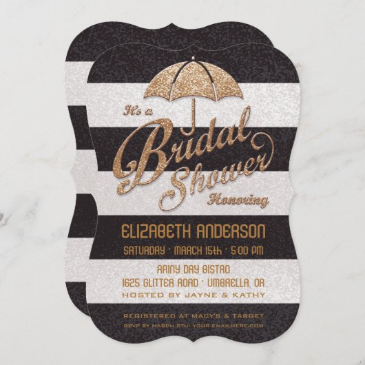 Glittering B&W Bold Stripes Vrijgezellenfeest Uitn Kaart (Voorkant / Achterkant)