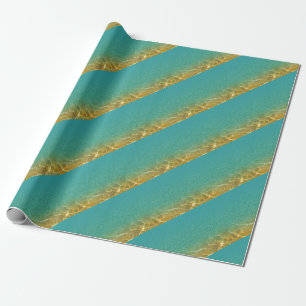 Glittering Blauwgroen blauw en gouden rimpels Cadeaupapier