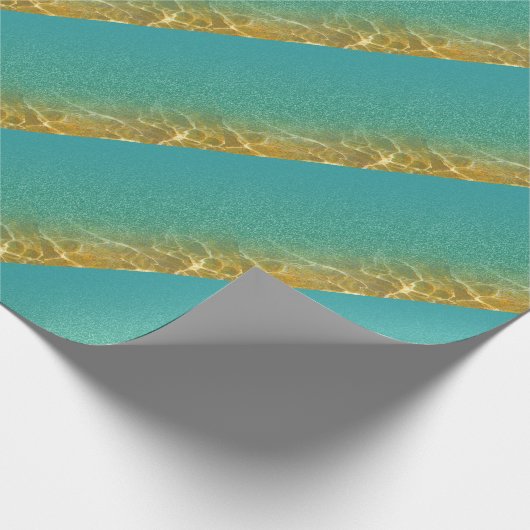 Glittering Blauwgroen blauw en gouden rimpels Cadeaupapier (Hoek)