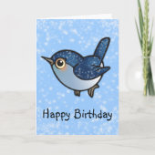 Glittering Blue Bird - Verjaardag Kaart (Voorkant)