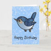 Glittering Blue Bird - Verjaardag Kaart (Gele Bloem)