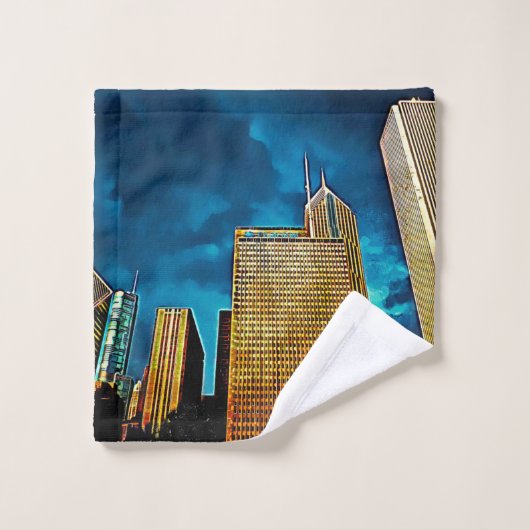 Glittering Chicago Skyline Bad Handdoek (Wasdoekje)
