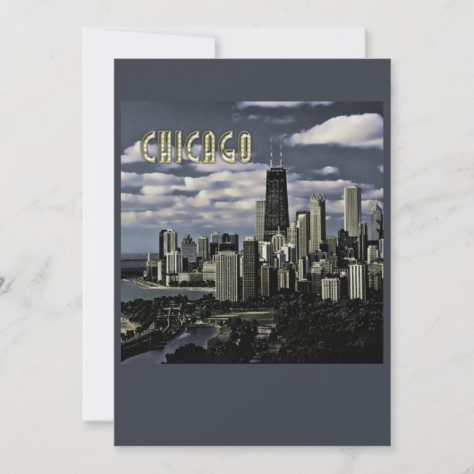 Glittering Chicago Skyline TEXT Chicago Kaart (Voorkant)