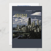 Glittering Chicago Skyline TEXT Chicago Kaart (Voorkant / Achterkant)