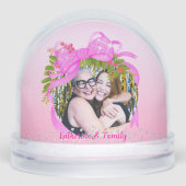 Glittering Christmas Pink Bow Photo Pink Sneeuwbol (Voorkant)