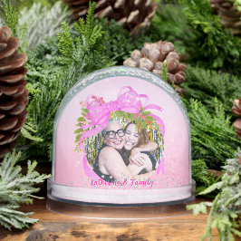 Glittering Christmas Pink Bow Photo Pink Sneeuwbol