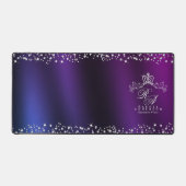 Glittering Crown Monogram Paarse Blauw Bureaumat (Voorkant)