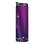 Glittering Crown Monogram Paarse Blauw Thermosbeker (Geroteerd rechts)