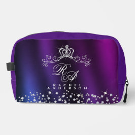 Glittering Crown Monogram Paarse Blauw Toilettasje