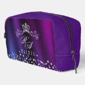 Glittering Crown Monogram Paarse Blauw Toilettasje (Rechterhoek)
