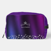Glittering Crown Monogram Paarse Blauw Toilettasje (Achterkant)