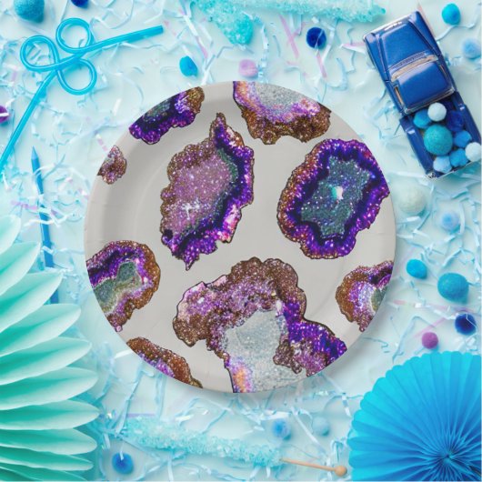 Glittering Crystal Geode Papieren Bordje (Feest)