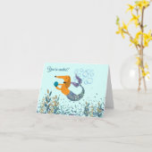 Glittering Dachshund Mermaid Party uitnodigingen (Gele Bloem)