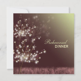 Glittering Dandelions Wedding Rehearsal Dinner Kaart