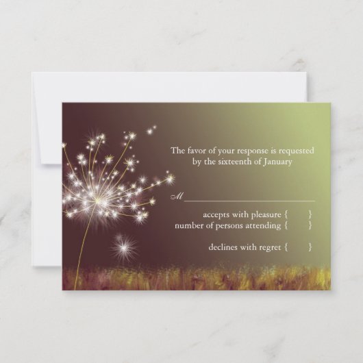Glittering Evening Dandelion Wedding RSVP (Voorkant)