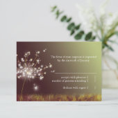 Glittering Evening Dandelion Wedding RSVP Kaartje (Staand voorkant)