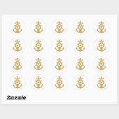 Glittering Gold Anchor met hart Ronde Sticker (Vel)