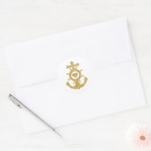 Glittering Gold Anchor met hart Ronde Sticker (Envelop)