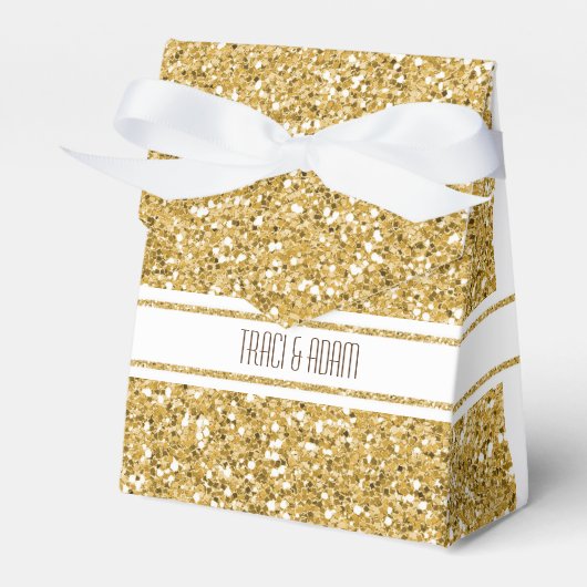 Glittering Gold Box - Champagne en kroonluchter Bedankdoosjes (Voorkant Zijde)