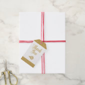 Glittering Gold Gift Labels - Dank u, Zee Shell Cadeaulabel (Met Touw)