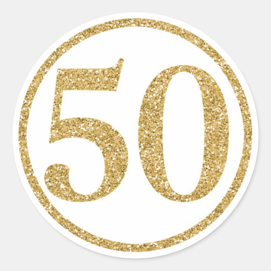 Glittering Gold nummer 50 in een cirkel Ronde Sticker (Voorkant)