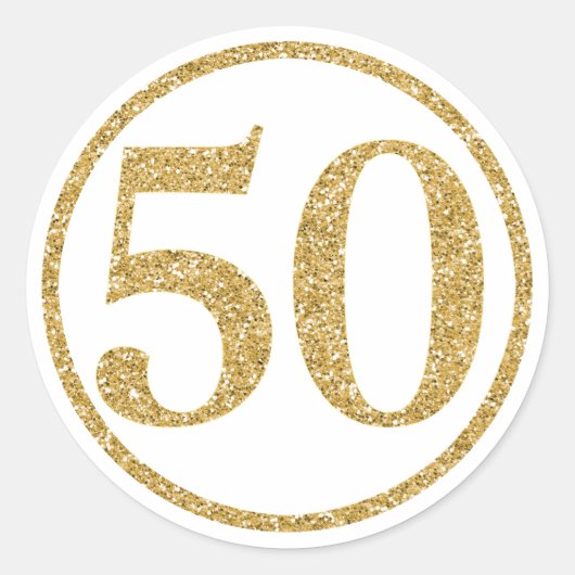 Glittering Gold-nummer 50 Jubileum Ronde Sticker (Voorkant)