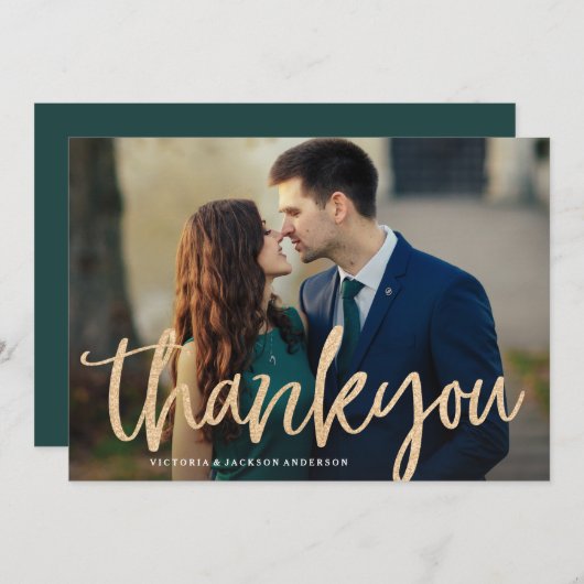 Glittering Gold Weddenschap Hartelijk dank Bedankkaart (Voorkant / Achterkant)