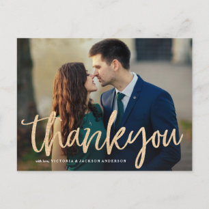 Glittering Gold Wedding Bedankt Photo Post Kaart