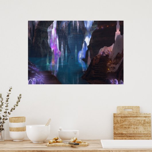 Glittering grotten 's nachts afdrukken poster (Keuken)