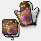 Glittering Orbs - een adembenemend beeldscherm Ovenwant & Pannenlap Set (Voorkant / Achterkant)