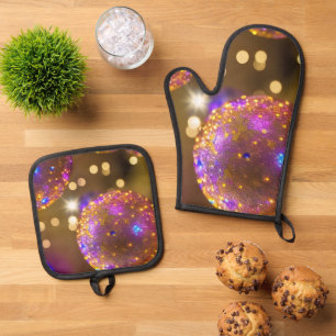 Glittering Orbs - een adembenemend beeldscherm Ovenwant & Pannenlap Set