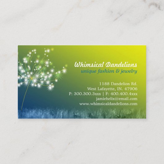 Glittering Paardenbloemen Professional Visitekaartje (Achterkant)