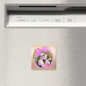 Glittering Pink Ribbon Christmas Gold Magneet (Insitu (Vaatwasser))