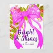 Glittering Pink Ribbon Kerstmis Briefkaart (Voorkant)