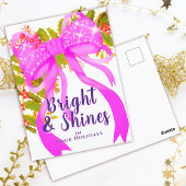 Glittering Pink Ribbon Kerstmis Briefkaart