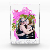 Glittering Pink Ribbon Kerstmis Fotoblokken (Voorkant)