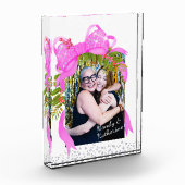 Glittering Pink Ribbon Kerstmis Fotoblokken (Links)