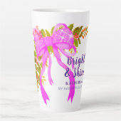 Glittering Pink Ribbon Kerstmis Latte Mok (Voorkant)
