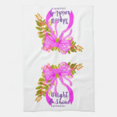 Glittering Pink Ribbon Kerstmis Theedoek (Verticaal)