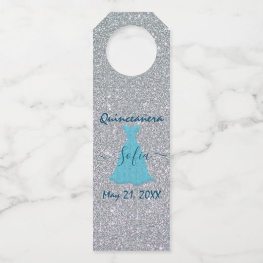 Glittering Quinceanera Herdenking Flessenhanger (Voorkant)