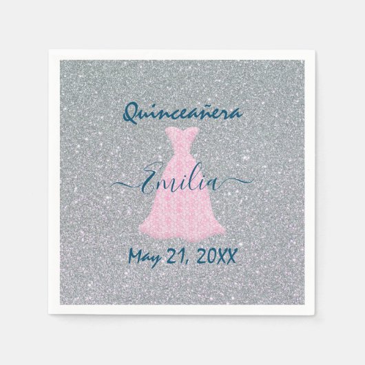 Glittering Quinceanera Herdenking Napkins Servet (Voorkant)
